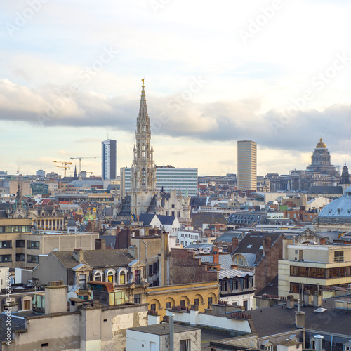 Brussels, aerial view with city buildings.