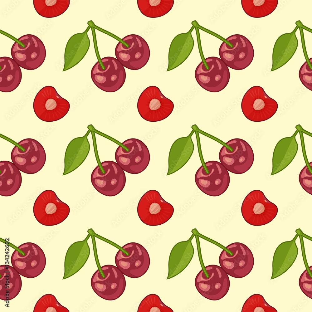 Seamless background with cherries Seamless background with cherries