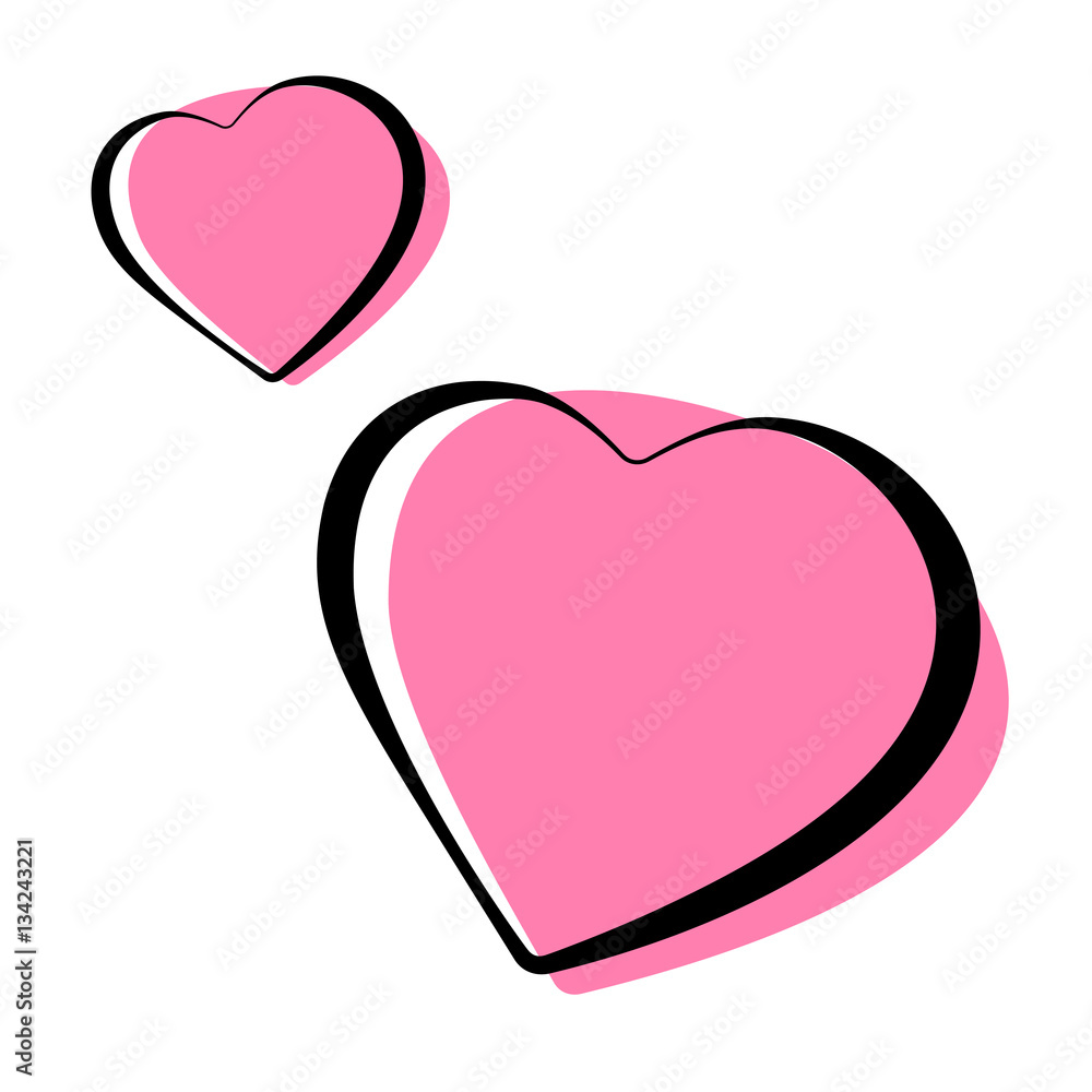 Pink heart shaped outlined icons. Stock vector illustration. Pink heart shaped outlined icons. Stock vector illustration.