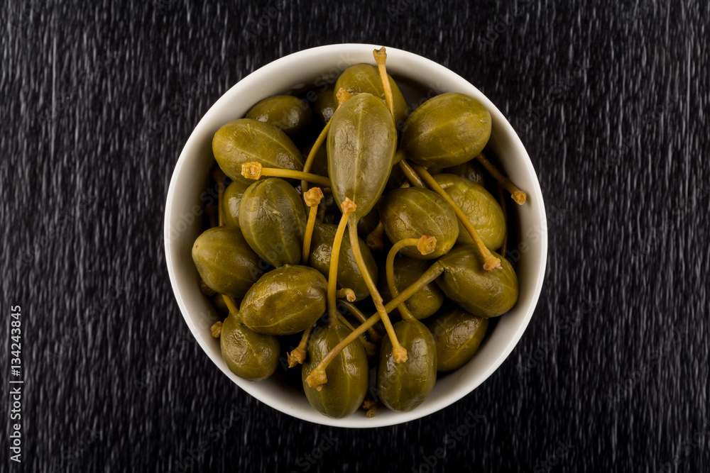Bowl of canned capers