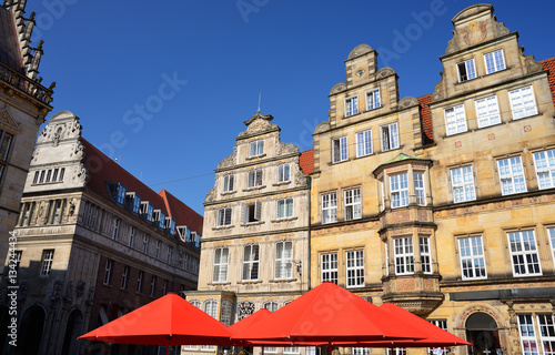 Historical buildings in the Bremen Market Square, Germany.