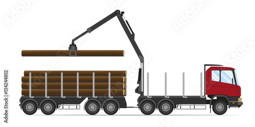 Forestry equipment. Logging truck with load