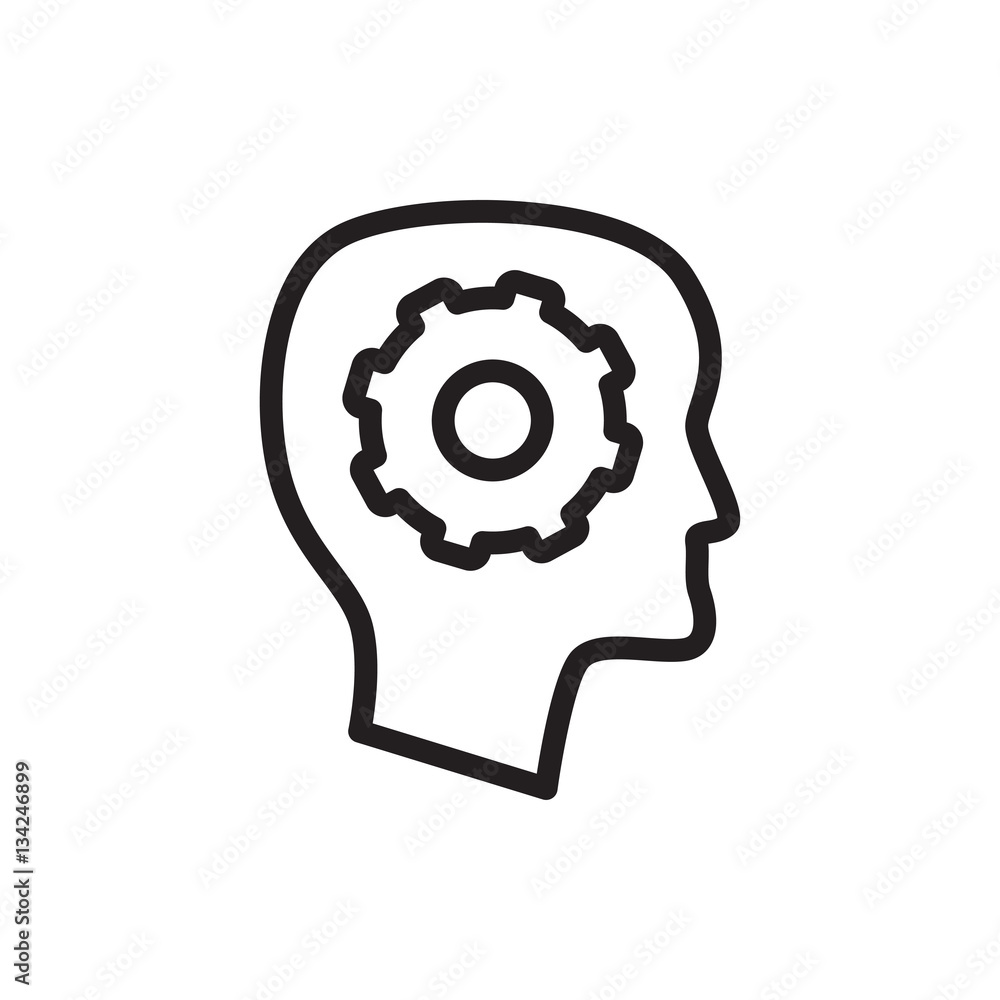 gear in head icon illustration gear in head icon illustration