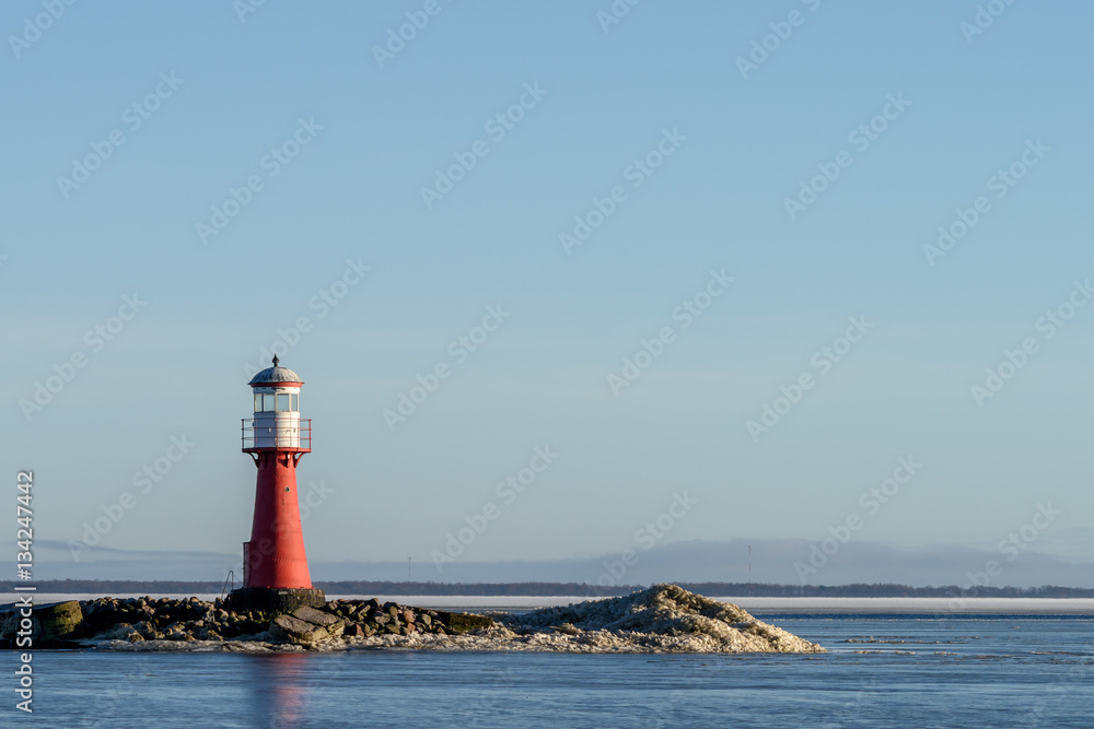 Red lighthouse in Preila, Curonian Spit, Lithuania