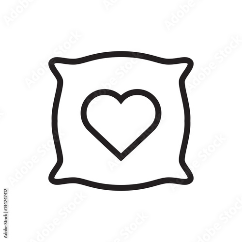 pillow with heart on it icon illustration