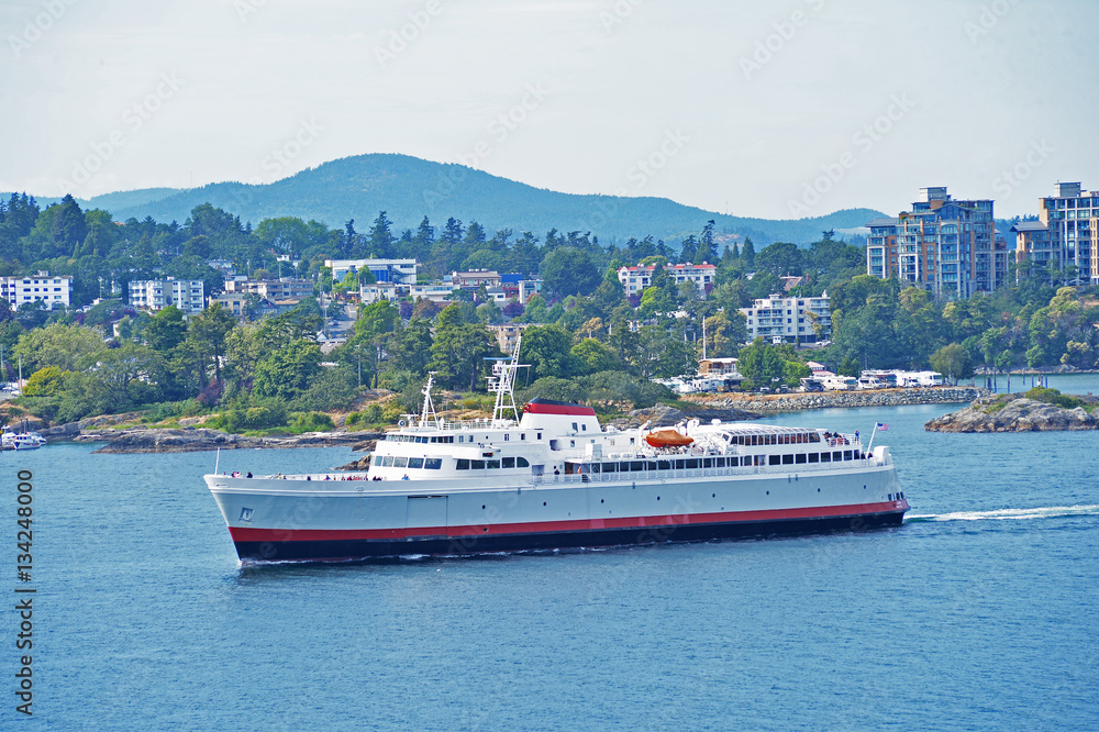 Ferry transporting cars and people from Seattle to Vancouver