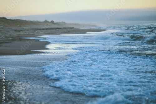 Fotografi Sunset in the empty beach in Curonian Spit, Neringa, Lithuania