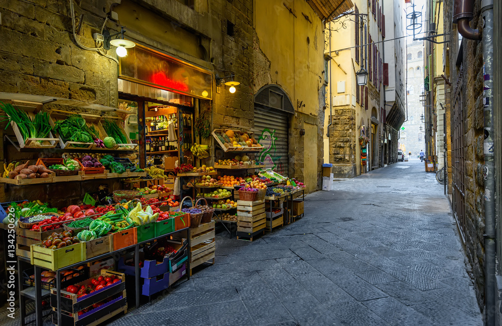 Narrow cozy street in Florence, Tuscany. Italy