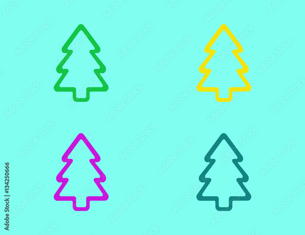 Vector set of flat line christmas tree icons Vector set of flat line christmas tree icons
