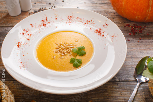 soup with pumpkin and nuts