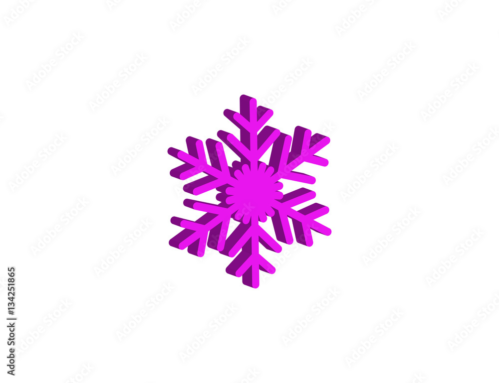 Vector modern 3D style winter snowflake icon Vector modern 3D style winter snowflake icon