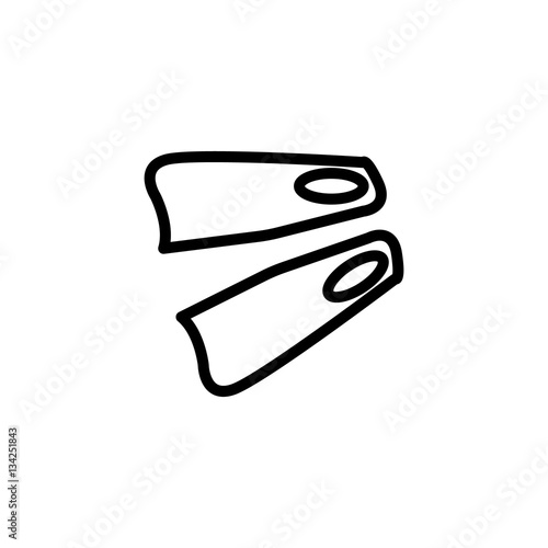 Diving flippers icon on a white background