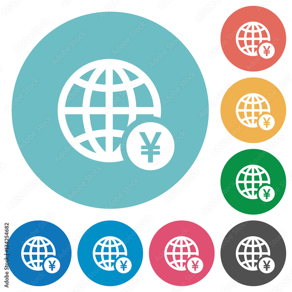 Online Yen payment flat round icons Online Yen payment flat round icons