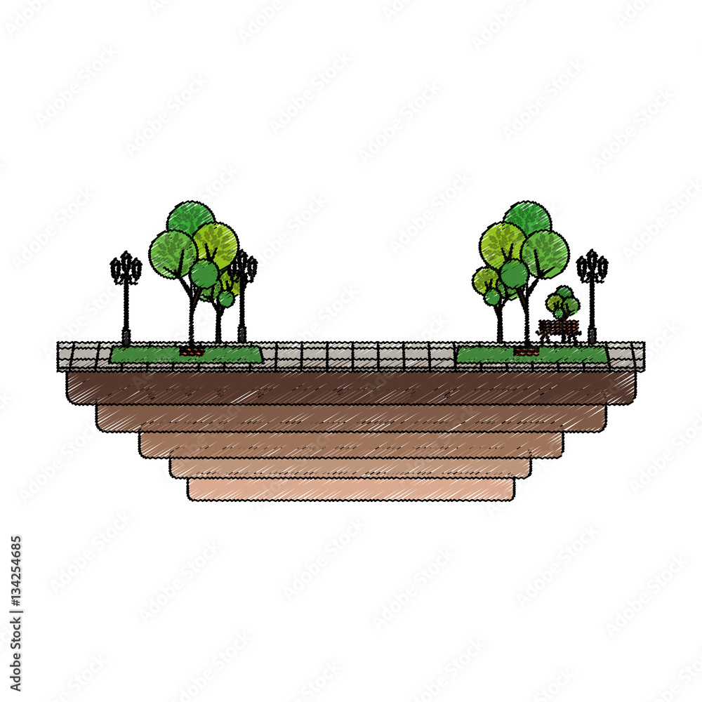 park with trees over white background. vector illustration Stock Vector ...