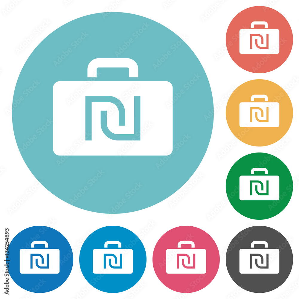 Israeli new Shekel bag flat round icons Israeli new Shekel bag flat round icons