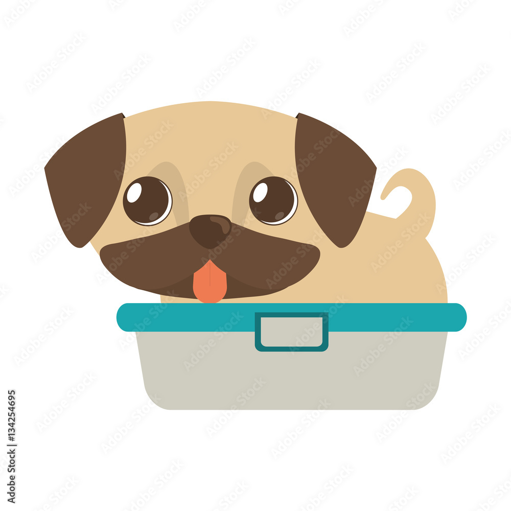 cute puppy little tongue out bathtub vector illustration eps 10