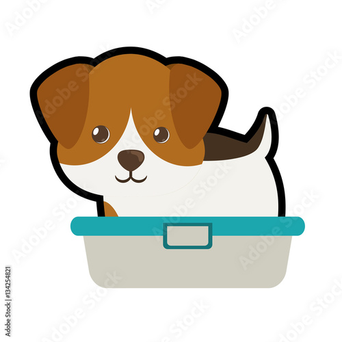 cute puppy little portrait lovely bathtub vector illustration eps 10