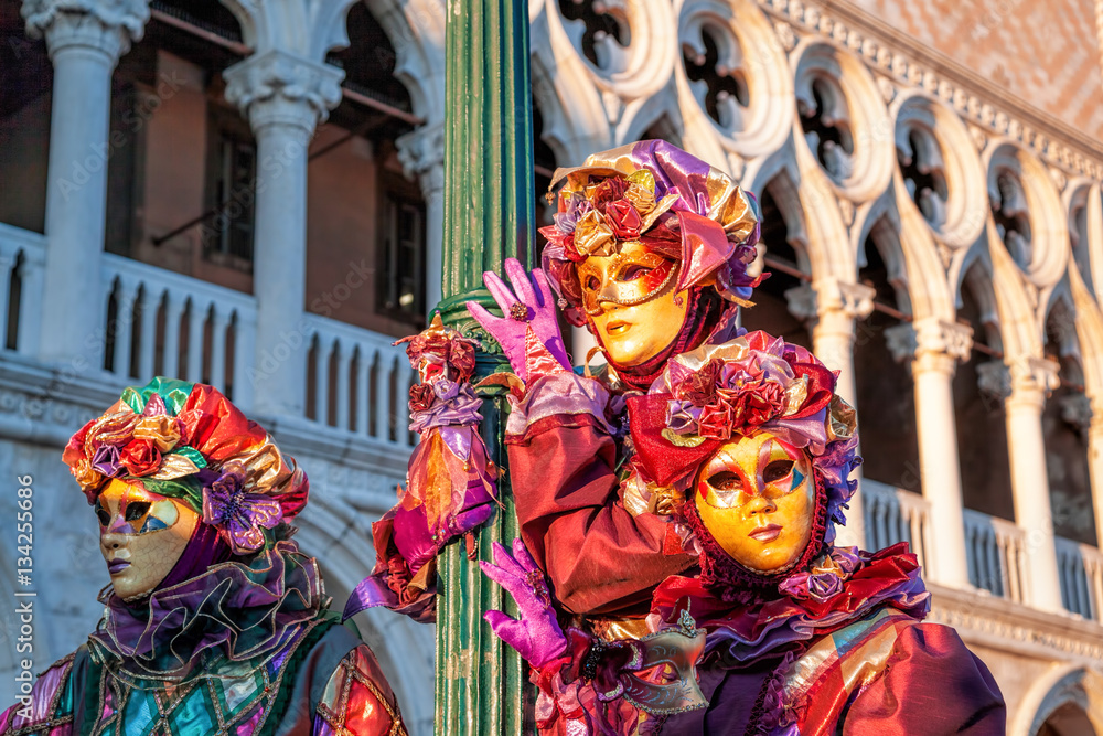 Naklejka premium Beautiful carnival mask on San Marco square in Venice, Italy