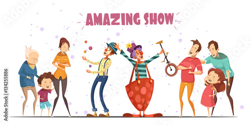 Amazing Show Laughing People Cartoon Illustration  