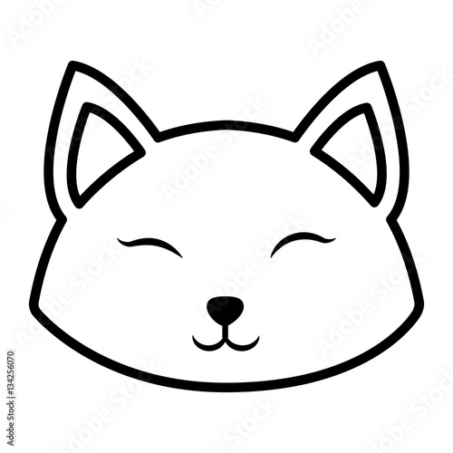 face cat clossed eyes outline vector illustration eps 10