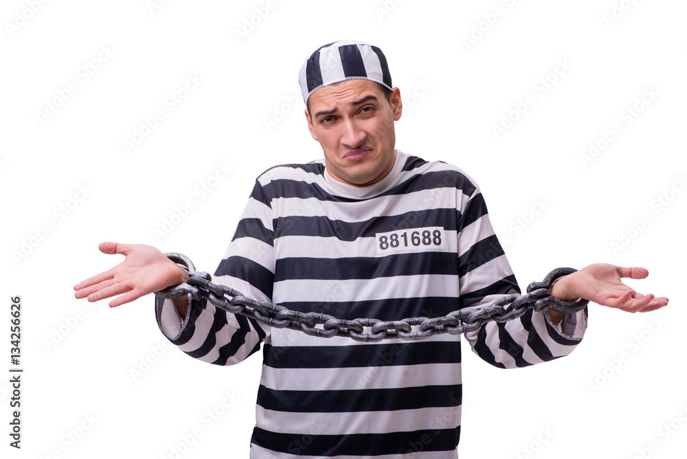 Man prisoner isolated on white background Man prisoner isolated on white background