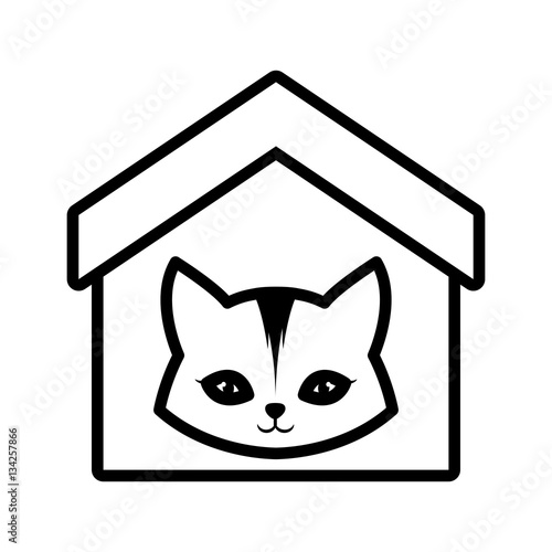 cat feline curious small house pet outline vector illustration eps 10