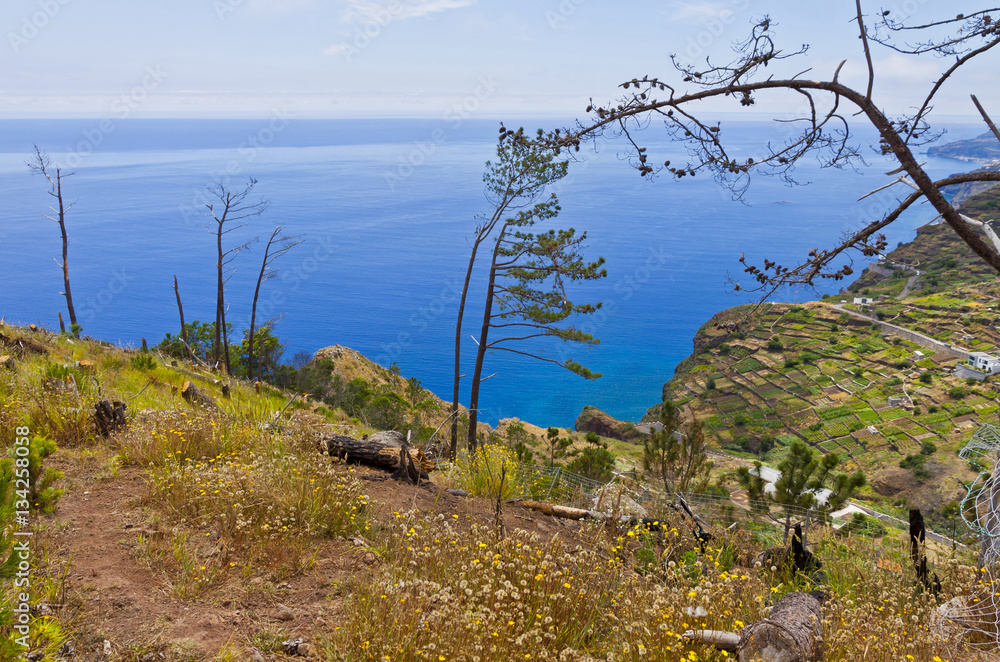 Picturesque view on Atlantic Ocean coast near Mirador de Cabo Girao on Madeira island, Portugal Picturesque view on Atlantic Ocean coast near Mirador de Cabo Girao on Madeira island, Portugal