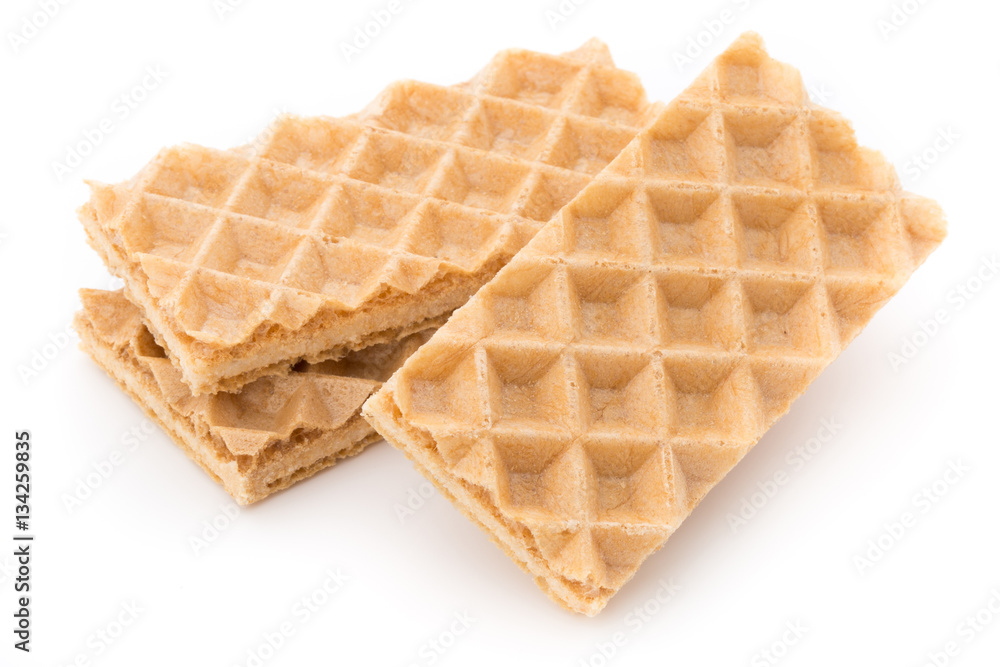 Waffle with crem isolated on white background. Waffle with crem isolated on white background.