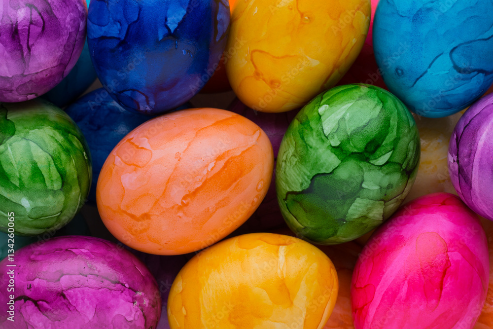 Easter eggs painted in colors on a white background. Easter eggs painted in colors on a white background.