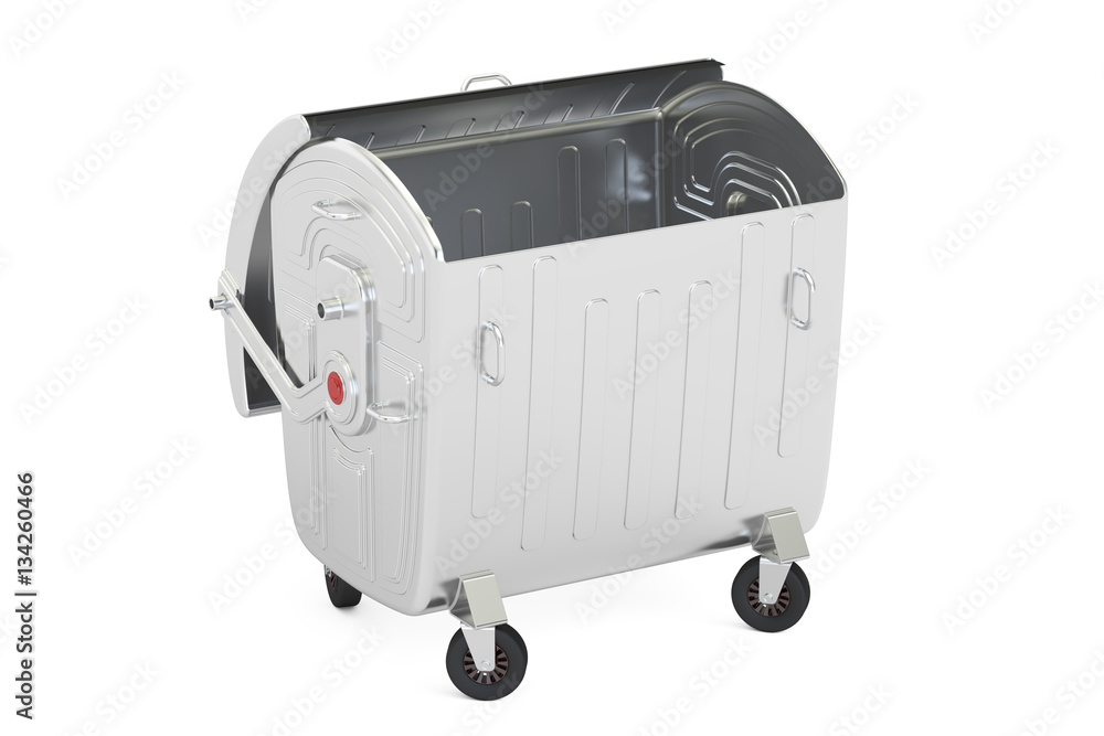 opened garbage trash container, 3D rendering opened garbage trash container, 3D rendering