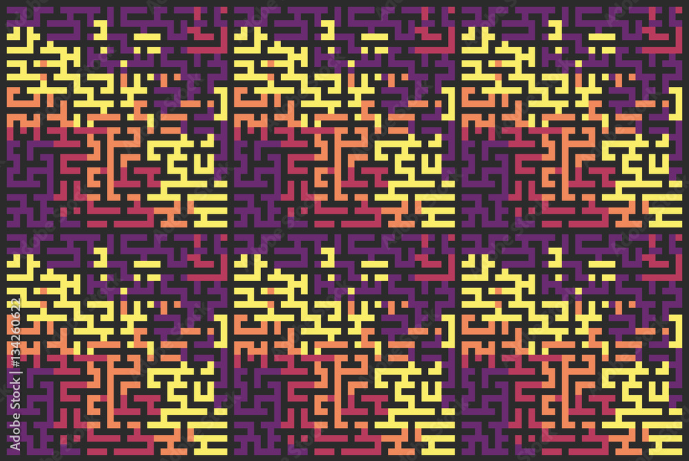 Square seamless pattern of colored labyrinth, flat Square seamless pattern of colored labyrinth, flat