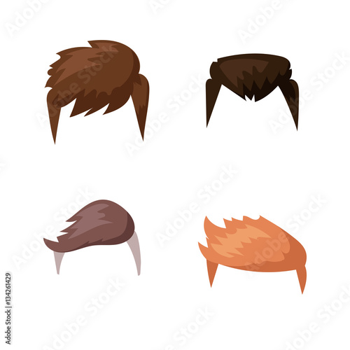 Hairstyle beard and hair face cut mask flat cartoon vector.