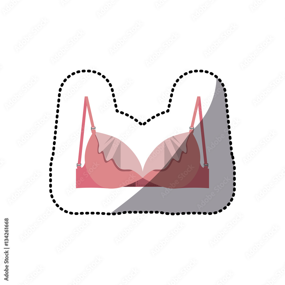 dotted sticker pink balconette brassier with lace vector illustration