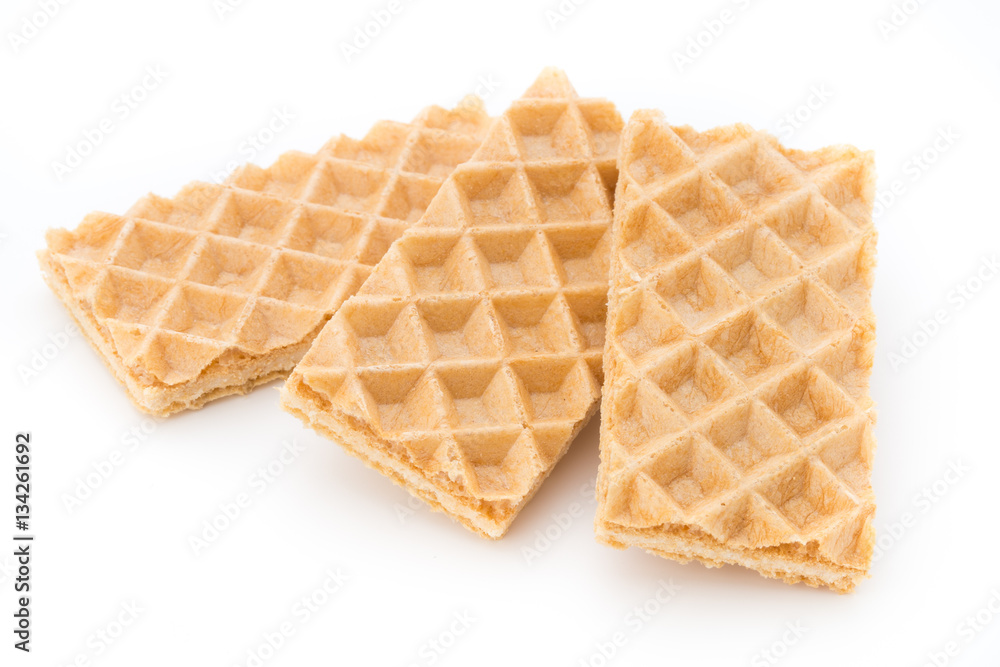 Waffle with crem isolated on white background. Waffle with crem isolated on white background.