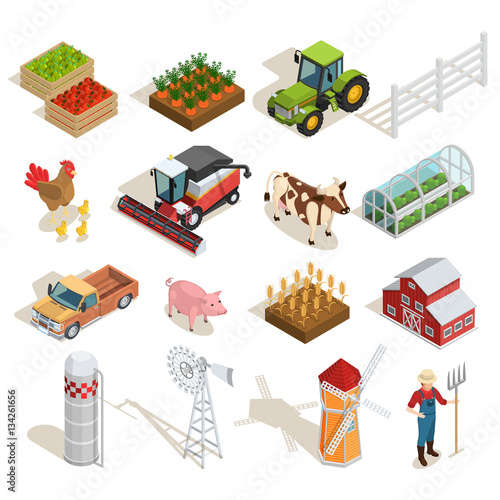 Farm Isometric Icons Collection