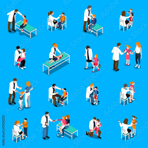 Child Diseases Isometric Icons Set