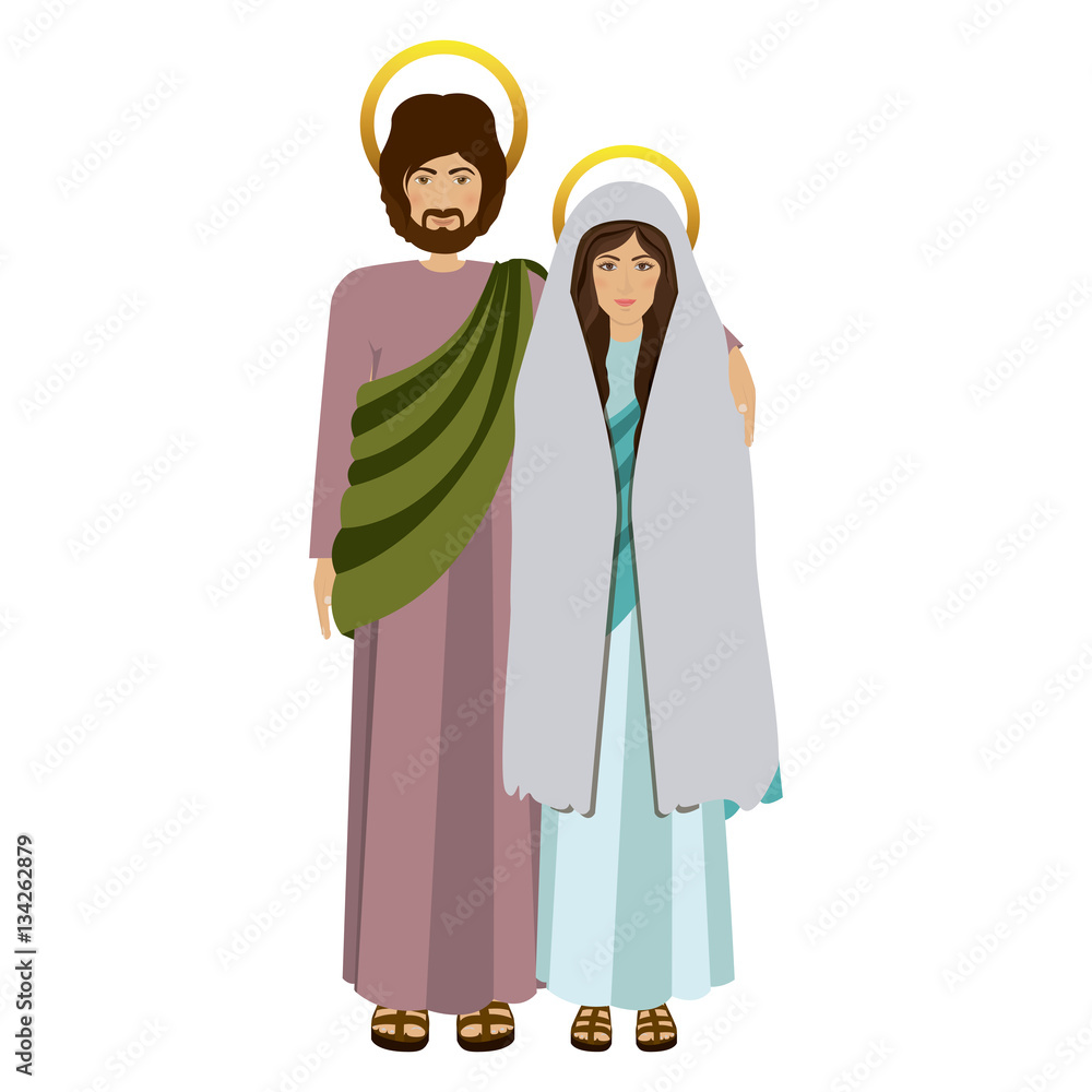 picture colorful virgin mary and saint joseph embraced vector illustration picture colorful virgin mary and saint joseph embraced vector illustration