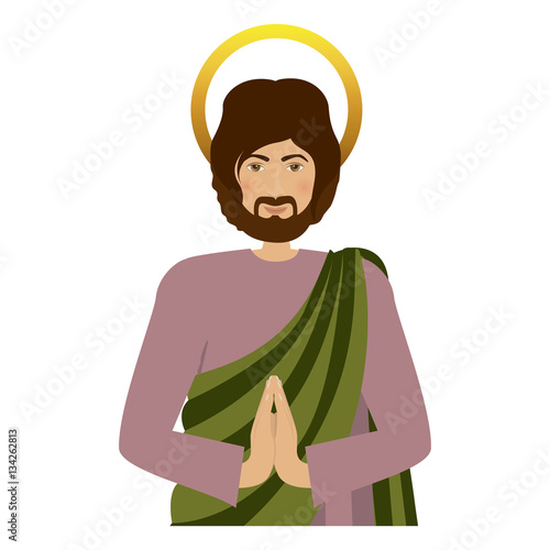 half body picture saint joseph praying vector illustration