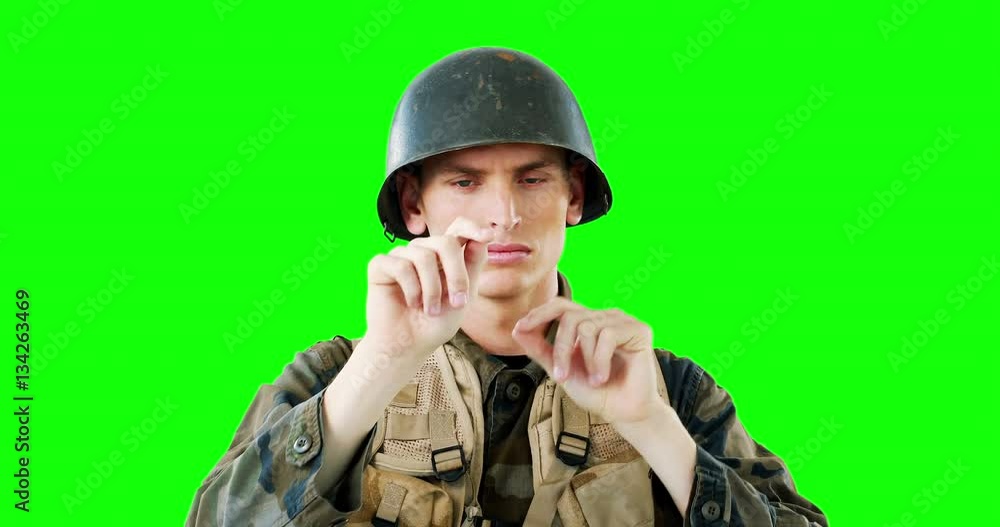 Soldier using digital screen Soldier using digital screen