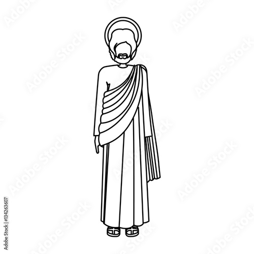 silhouette standign saint josepf father vector illustration