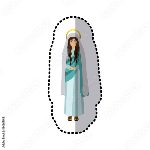 sticker figure human of saint virgin maria vector illustration