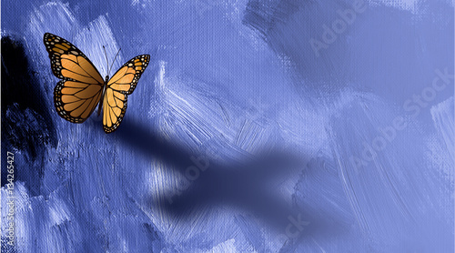 Graphic butterfly with shadow of cross of Jesus