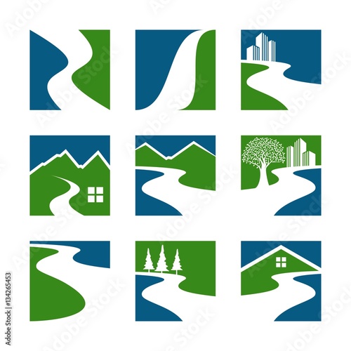 Real Estate River Logo Design Vector