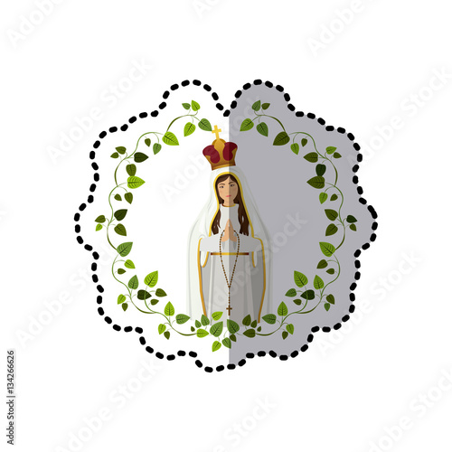 sticker arch of leaves with saint virgin coronated
