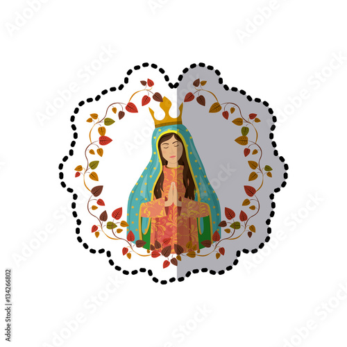 sticker arch of leaves with virgin of guadalupe