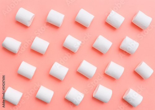 Wallpaper Mural marshmallow pattern, top view flat lay on colorful background Torontodigital.ca