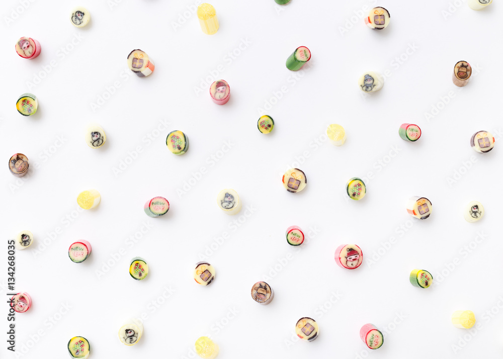 happy new year lollipops, candy pattern, top view flat lay happy new year lollipops, candy pattern, top view flat lay