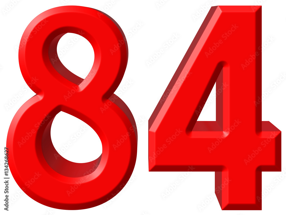 Numeral 84, eighty four, isolated on white background, 3d render Numeral 84, eighty four, isolated on white background, 3d render