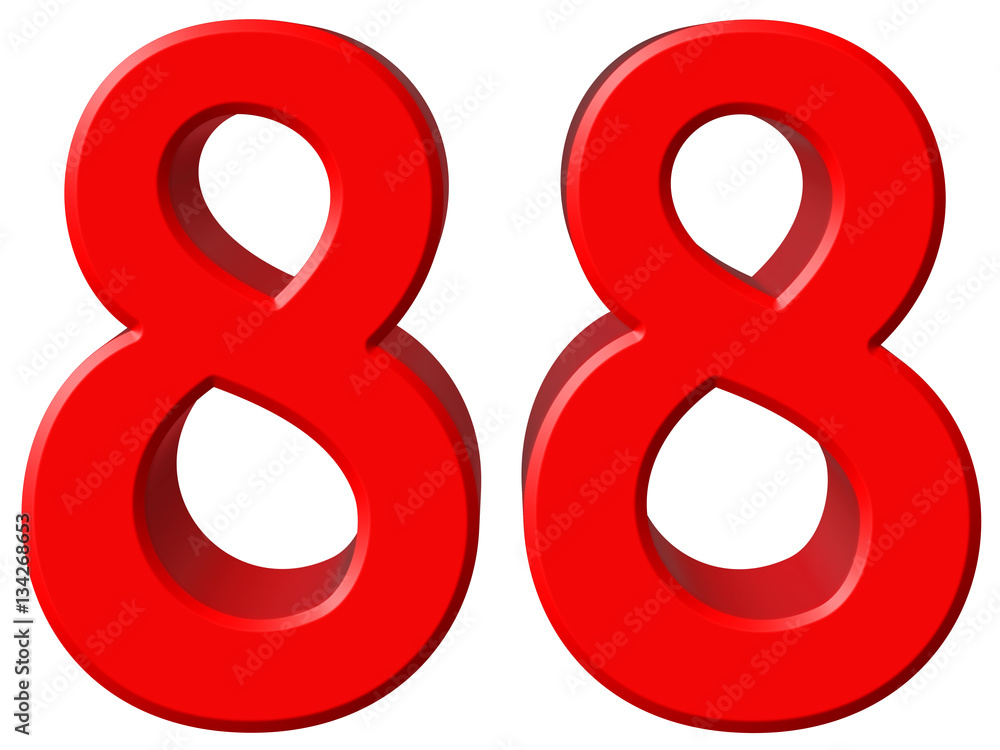 Numeral 88, eighty eight, isolated on white background, 3d rende Numeral 88, eighty eight, isolated on white background, 3d rende