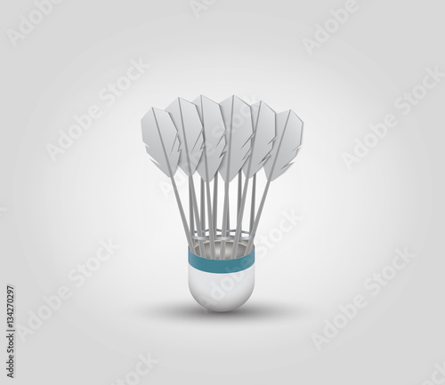 Shuttlecock for badminton on grey background